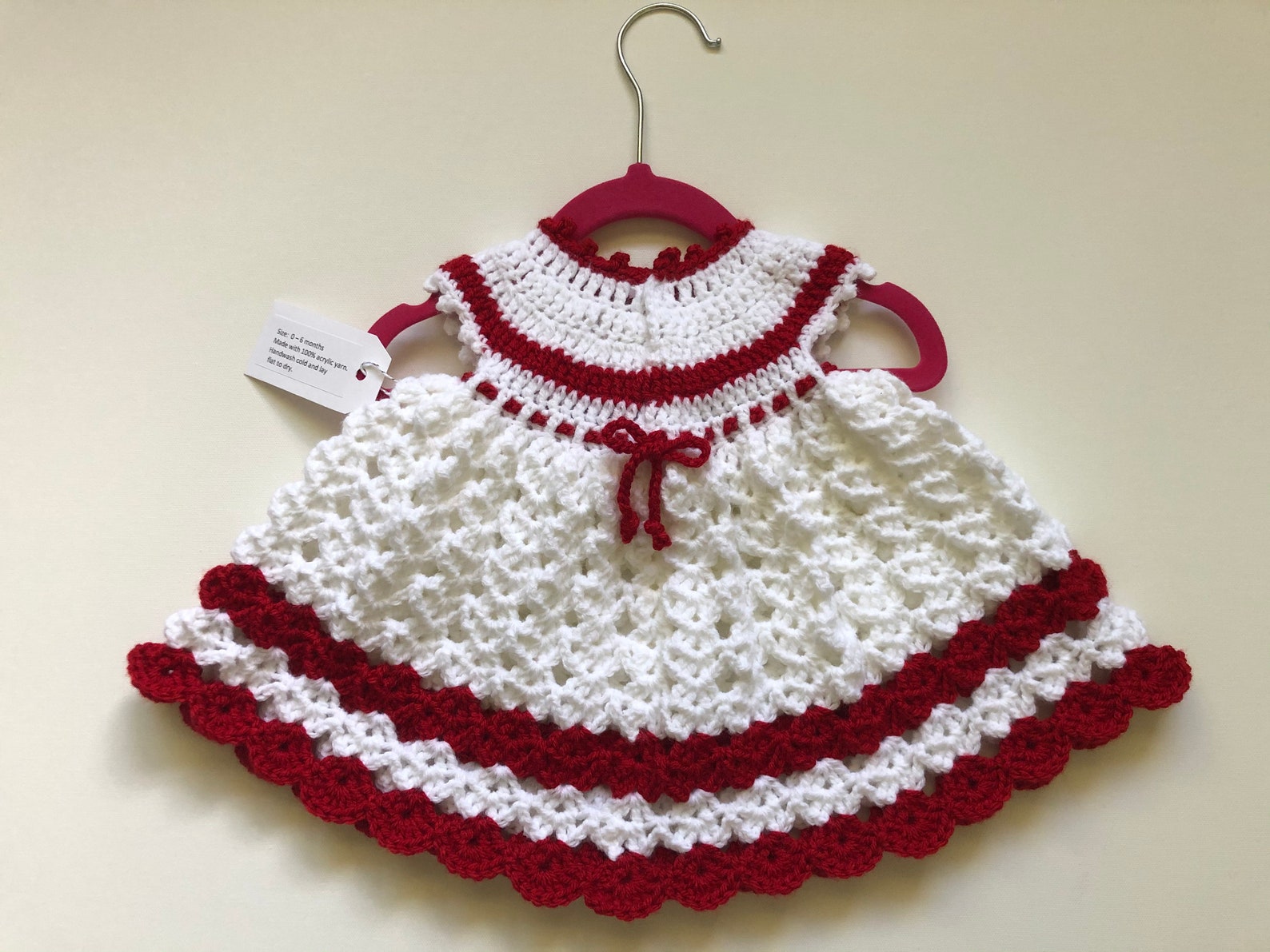 Baby Crochet Dress White and Red Crochet Baby Girl Outfit | Etsy