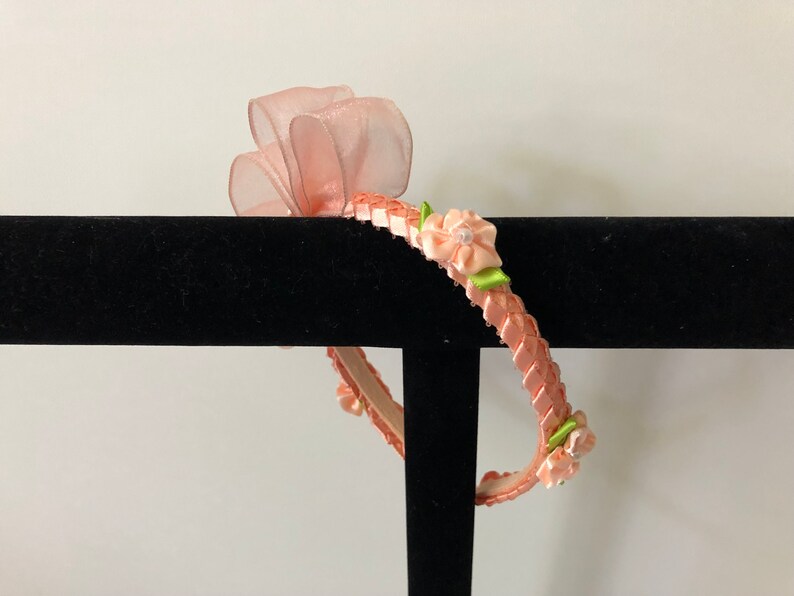 Girl Peach Headband Peach Ribbon Headband Peach Bow Headband Etsy