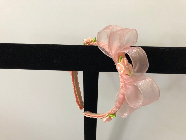 Girl Peach Headband Peach Ribbon Headband Peach Bow Headband Etsy
