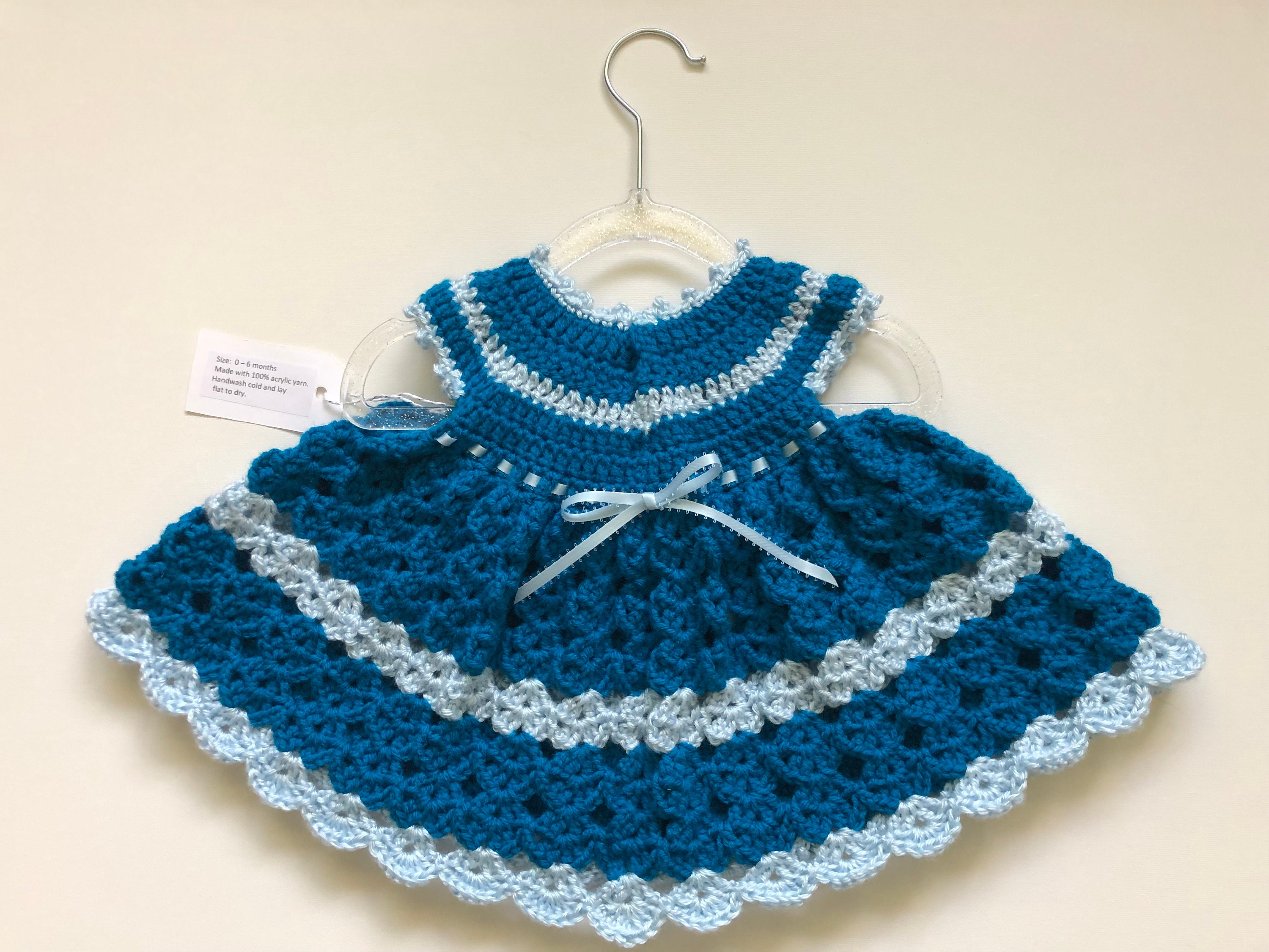 Baby Crochet Dress Blue Sapphire Crochet Baby Girl Outfit Blue - Etsy