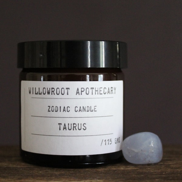 Taurus zodiac candle, scented candle by Willowroot Apothecary