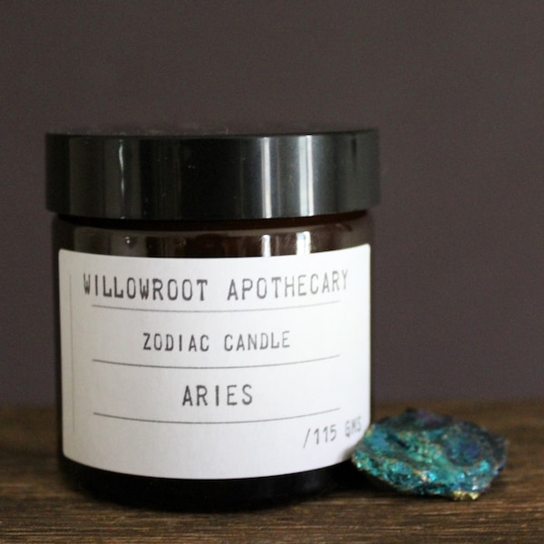 Aries zodiac candle, scented candle by Willowroot Apothecary