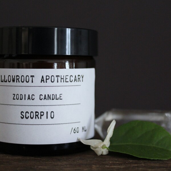 Scorpio zodiac candle , scented candle by Willowroot Apothecary