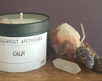 Calm an essential oil candle to help you de stress and relax by Willowroot Apothecary