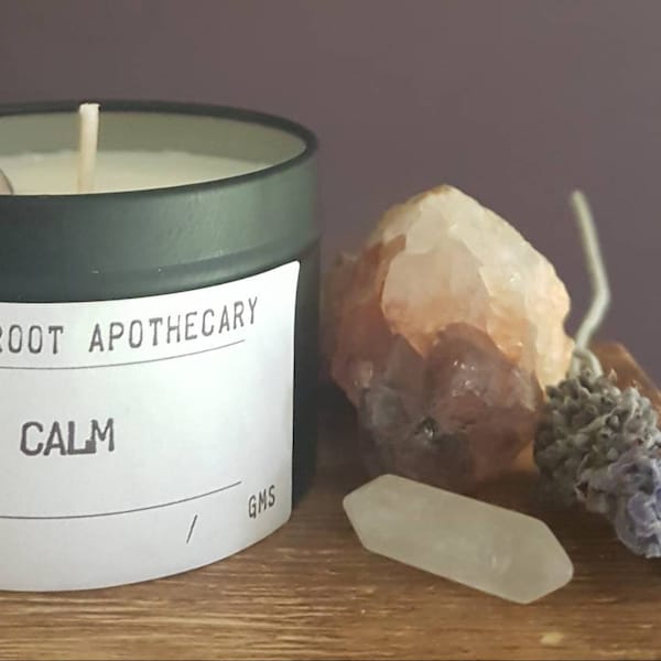 Calm an essential oil candle to help you de stress and relax by Willowroot Apothecary