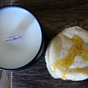 Pancakes with maple syrup strong scented soy wax candle by Willowroot Apothecary image 2