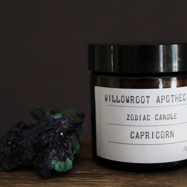 Capricorn zodiac candle by Willowroot Apothecary
