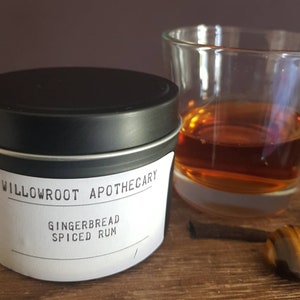 Gingerbread spiced rum a strong scented soy wax candle by Willowroot Apothecary