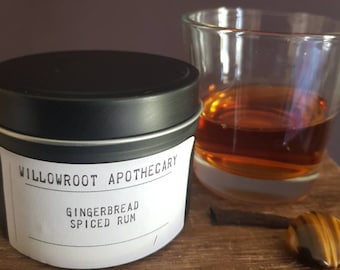 Gingerbread spiced rum a strong scented soy wax candle by Willowroot Apothecary