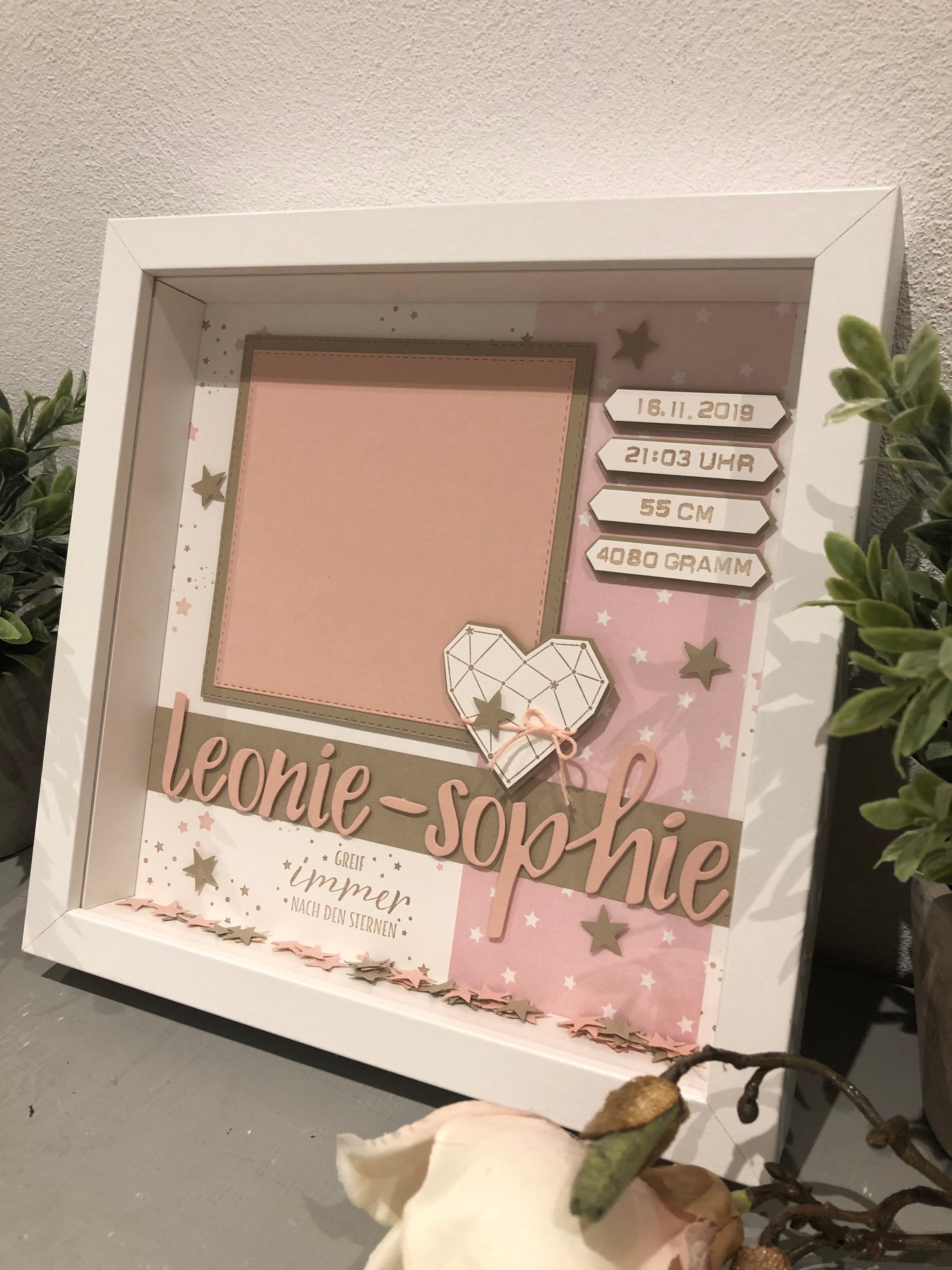 Cadre Naissance Bébé MONCAP - Cadre Bois Personnalisable Avec Ultrasons | Cadeau Grossesse Et Baby Shower