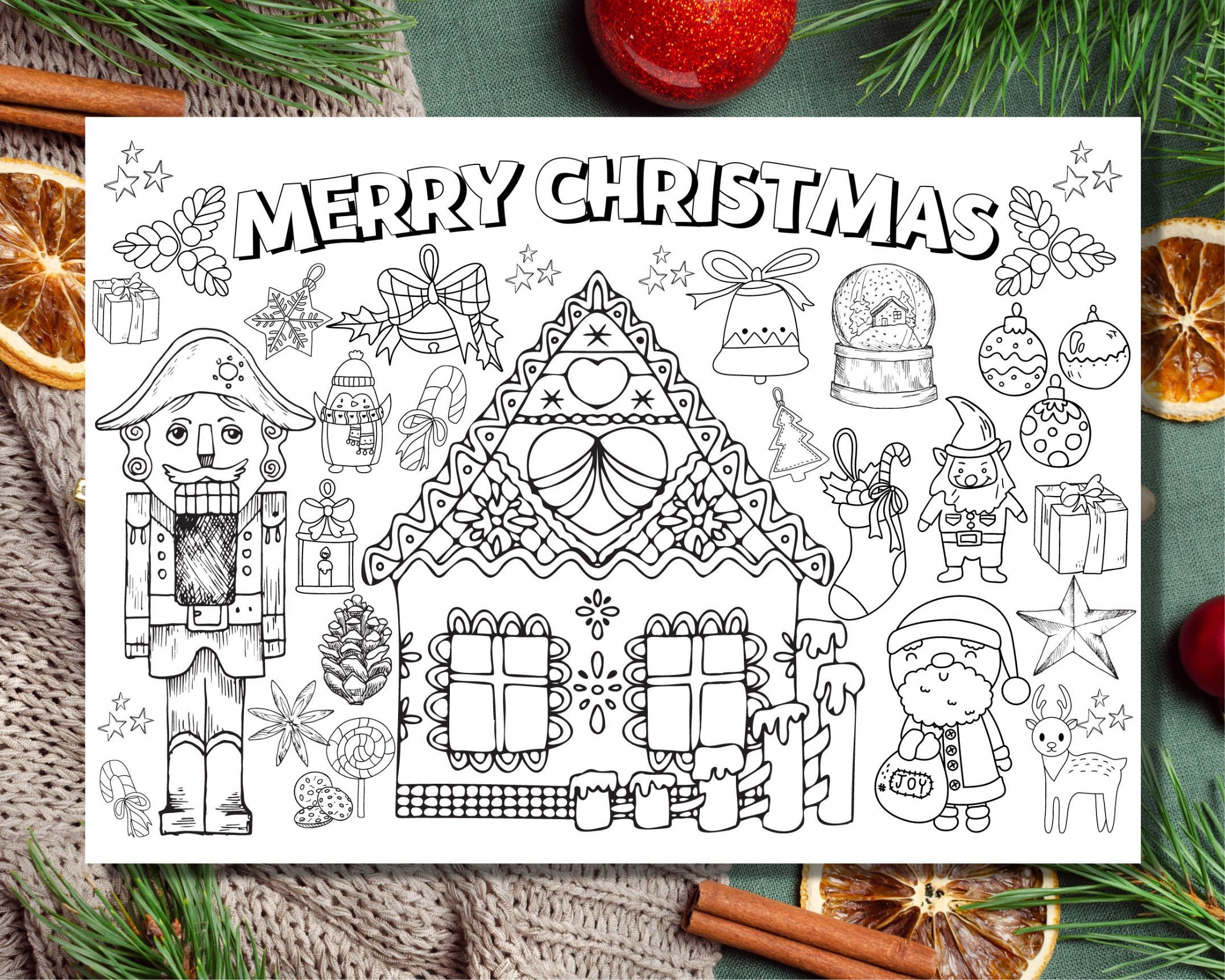 Instant Printable Christmas Colouring Placemat | Nutcracker Christmas ...