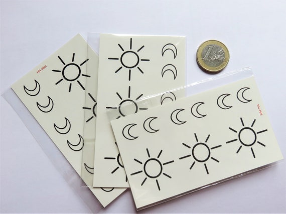 Tatouage éphémère Temporaire 3 Modèles étoiles Soleil Et Lune Coeur Et Diamant