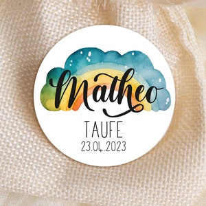 24 adesivi personalizzati per battesimo, comunione, arcobaleno, adesivo 4 cm, regalo, per etichette regalo con nome colorato regalo per gli ospiti colorato