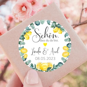 da 12 adesivi personalizzati con eucalipto limone Bello che tu sia lì con nome data 4 cm regalo ospite etichetta adesiva battesimo matrimonio