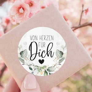 ab 10 Stück FÜR Dich Sticker 4cm Gastgeschenk Aufkleber Klebeetiketten Etiketten für Geschenkanhänger Anhänger, von Herzen, Firmenpräsent