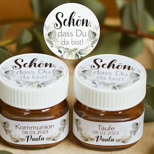 A partir de 20 pegatinas personalizadas, en un set para mini frascos de cristal de chocolate, comunión, confirmación, bautismo, boda, regalo para invitados, pegatinas, etiquetas