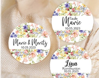 from 12 personalized stickers wildflowers wedding communion confirmation baptism guest gift stickers labels 4 cm for gift tags