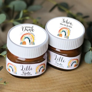 à partir de 20 autocollants personnalisés dans un set pour chocolat mini verres en verre arc-en-ciel coeur nom invité cadeau autocollants baptême communion école