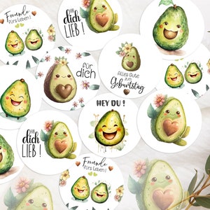 de 8 peças Avocado Sayings Adesivo Mix Amigos Livro Boa sorte para você Eu te amo Etiquetas 4 cm Adesivo Jardim de infância Brindes Presente