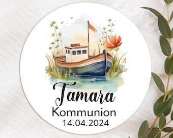 ab 12 personalisierte Sticker Kommunion Konfirmation Taufe Gastgeschenk Aufkleber Etiketten 4cm für Geschenkanhänger Anhänger Hochzeit