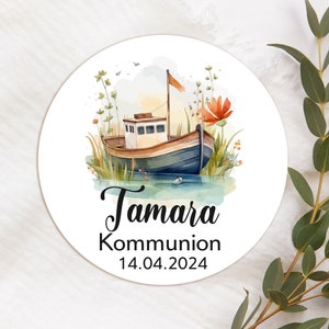 ab 12 personalisierte Sticker Kommunion Konfirmation Taufe Gastgeschenk Aufkleber Etiketten 4cm für Geschenkanhänger Anhänger Hochzeit