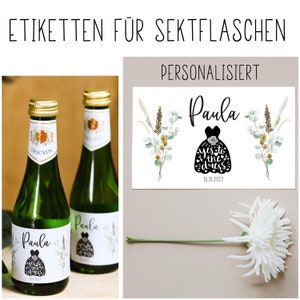 à partir de 5x étiquettes de champagne personnalisées robe de mariée oui à la robe - avec nom date invités étiquettes cadeaux autocollants piccolo mariée mariage JGA