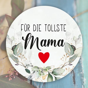 ab 10 Stück Mama Sticker 4cm Muttertag Geschenk Gastgeschenk Eukalyptus Aufkleber Klebeetiketten Etiketten für Geschenkanhänger Anhänger