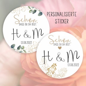 45 adesivi personalizzati per matrimonio - È bello che tu sia qui, 4 cm, regalo per gli ospiti, etichette adesive, adesivi, etichette, per etichette regalo