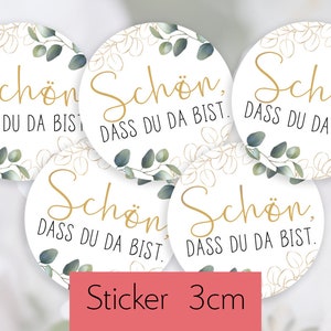 15 adesivi Bello che ci sei 30 mm 3 cm eucalipto oro stile boho, adesivi verdi bomboniere matrimonio battesimo etichette adesive