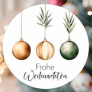 ab 10 Frohe Weihnachten Weihnachtskugeln edel Sticker 4cm Etiketten Aufkleber Gastgeschenk Giveaway Geschenke Dankeskarte Firmenpräsent gold