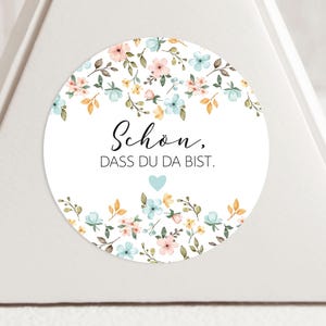 24 adesivi con fiori di campo, bello che tu sia lì, 4 cm, regalo ospite matrimonio battesimo festa di compleanno evento nascita etichette JGA arancione blu