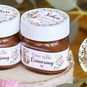 Set adesivi gufo rosa Un dolce ricordo per mini bicchieri di cioccolato in vetro, comunione, cresima, battesimo, regalo per invitati al matrimonio