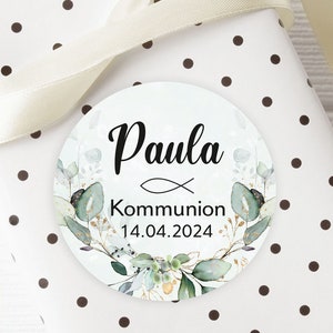 ab 12 personalisierte Sticker Kommunion Konfirmation Taufe Gastgeschenk Aufkleber Etiketten 4cm für Geschenkanhänger Anhänger Hochzeit Bild 4