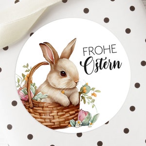 ab 10 Stück Frohe Ostern Sticker 4cm Ostergeschenk Hasen Gastgeschenk Aufkleber Klebeetiketten Etiketten für Geschenkanhänger Anhänger Ei Bild 2