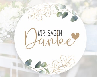 24 Wir sagen Danke Wedding Sticker, Gastgeschenk, Hochzeit, Taufe, Geburtstag, Party, Geburt, Etiketten, 4cm , Dankeskarte, Danke Aufkleber