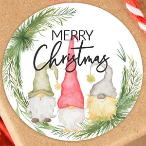 ab 10 Merry Christmas Wichtel Sticker 4cm Etiketten Aufkleber Gastgeschenk Giveaway Geschenke Dankeskarte Firmenpräsente Winter Geschäftlich