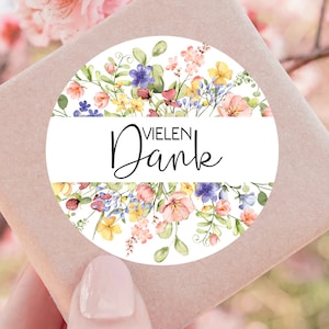 Desde 12 Gracias, pegatinas de boda con flores silvestres bohemias, regalo para invitados, boda, bautismo, cumpleaños, etiquetas de fiesta JGA, 4 cm, pegatinas de tarjeta de agradecimiento coloridas