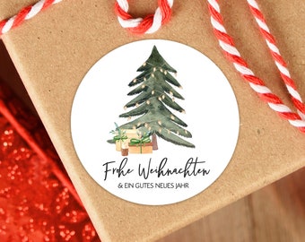 ab 10 Frohe Weihnachten Weihnachtsbaum Sticker 4cm Etiketten Aufkleber Gastgeschenk Giveaway Geschenke Dankeskarte Firmenpräsente Winter