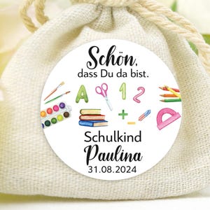 24 adesivi personalizzati Bello che tu sia lì Adesivo per nome bambino e data 4 cm regalo per gli ospiti ingresso per la scuola regalo di ritorno a scuola rosa