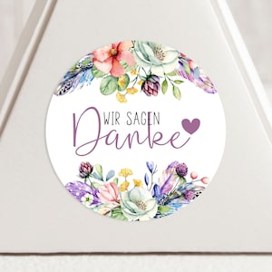 24 Nous disons merci autocollants de mariage de fleurs sauvages, cadeau d'invité, mariage, baptême, fête d'anniversaire étiquettes de naissance 4 cm autocollants de carte de remerciement