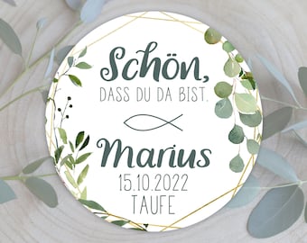 24 personalized stickers for baptism - Glad you're here, party favor, adhesive labels, stickers, tags, 4 cm, for gift tags