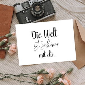 Carte postale minimaliste noir blanc DIN A6, carte de félicitations petite amie anniversaire de mariage preuve d'amour carte d'amour simple carte de vœux minimale