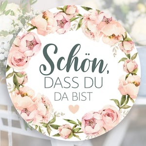 da 12 Bello che ci sei peonie adesivo matrimonio regalo ospite matrimonio battesimo compleanno etichette JGA 4 cm biglietti di ringraziamento adesivi