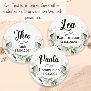 ab 12 personalisierte Sticker Kommunion Konfirmation Taufe Gastgeschenk Aufkleber Etiketten 4cm für Geschenkanhänger Anhänger Hochzeit Bild 2