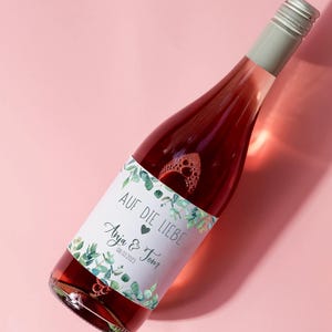 From 3x personalized labels for 0.75L sparkling wine bottles, stickers 12 x 9 cm, wedding favor, eucalyptus, christening, bachelorette party, name, date
