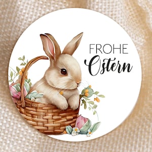 ab 10 Stück Frohe Ostern Sticker 4cm Ostergeschenk Hasen Gastgeschenk Aufkleber Klebeetiketten Etiketten für Geschenkanhänger Anhänger Ei