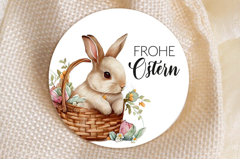 ab 10 Stück Frohe Ostern Sticker 4cm Ostergeschenk Hasen Gastgeschenk Aufkleber Klebeetiketten Etiketten für Geschenkanhänger Anhänger Ei Bild 1