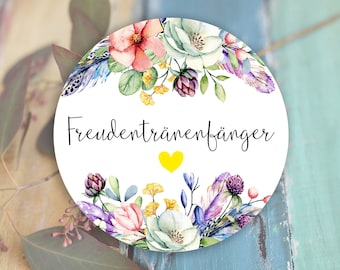 24 Wildblumen Wedding Sticker Freudentränenfänger, für die Freudentränen Gastgeschenk, Hochzeit, Taufe Geburtstag Etiketten 4cm Aufkleber