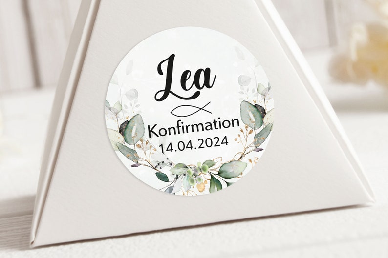 ab 12 personalisierte Sticker Kommunion Konfirmation Taufe Gastgeschenk Aufkleber Etiketten 4cm für Geschenkanhänger Anhänger Hochzeit Bild 5