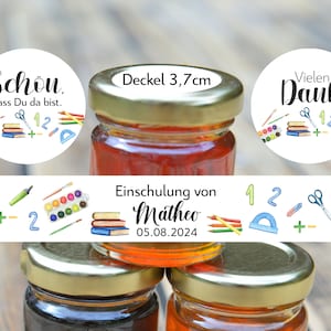 à partir de 20 autocollants personnalisés dans un kit pour mini pot de chocolat pots de miel inscription scolaire nom date entrée à l'école cadeau invité autocollant écolier